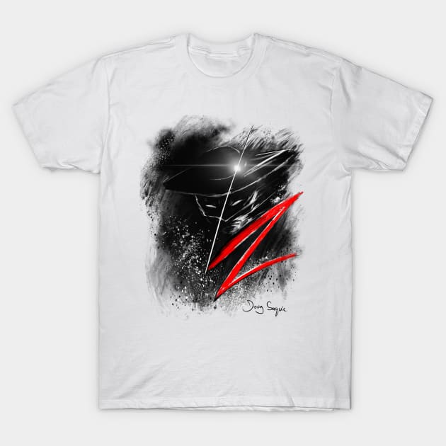 Zorro Black White and red T-Shirt by DougSQ